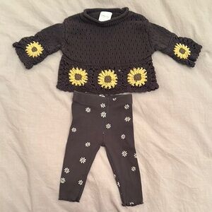 Sunflower Knit Baby Outfit